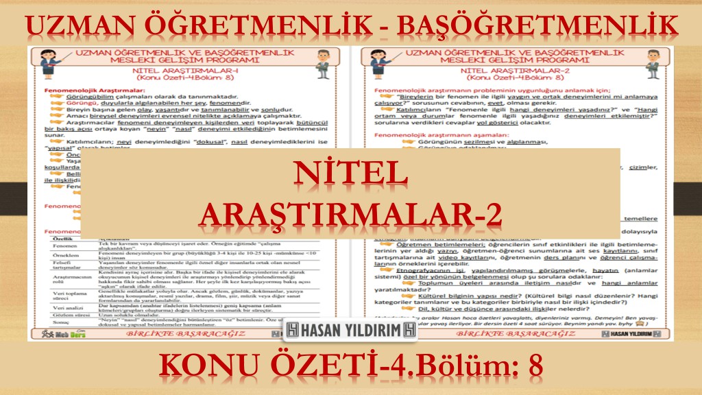 Nitel Araştırmalar-2 (Konu Özeti-4.Bölüm: 8)