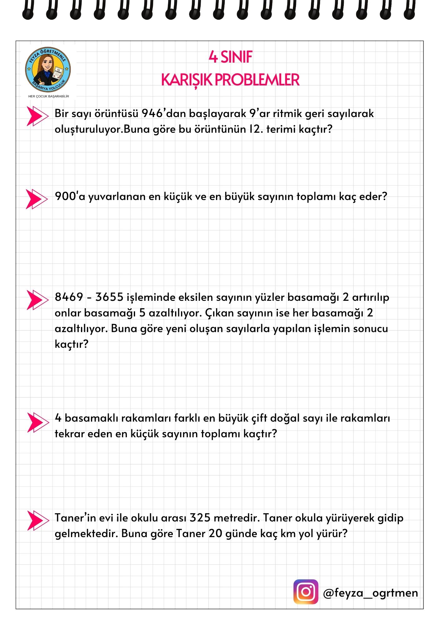 4. Sınıf Matematik Karma Problemler