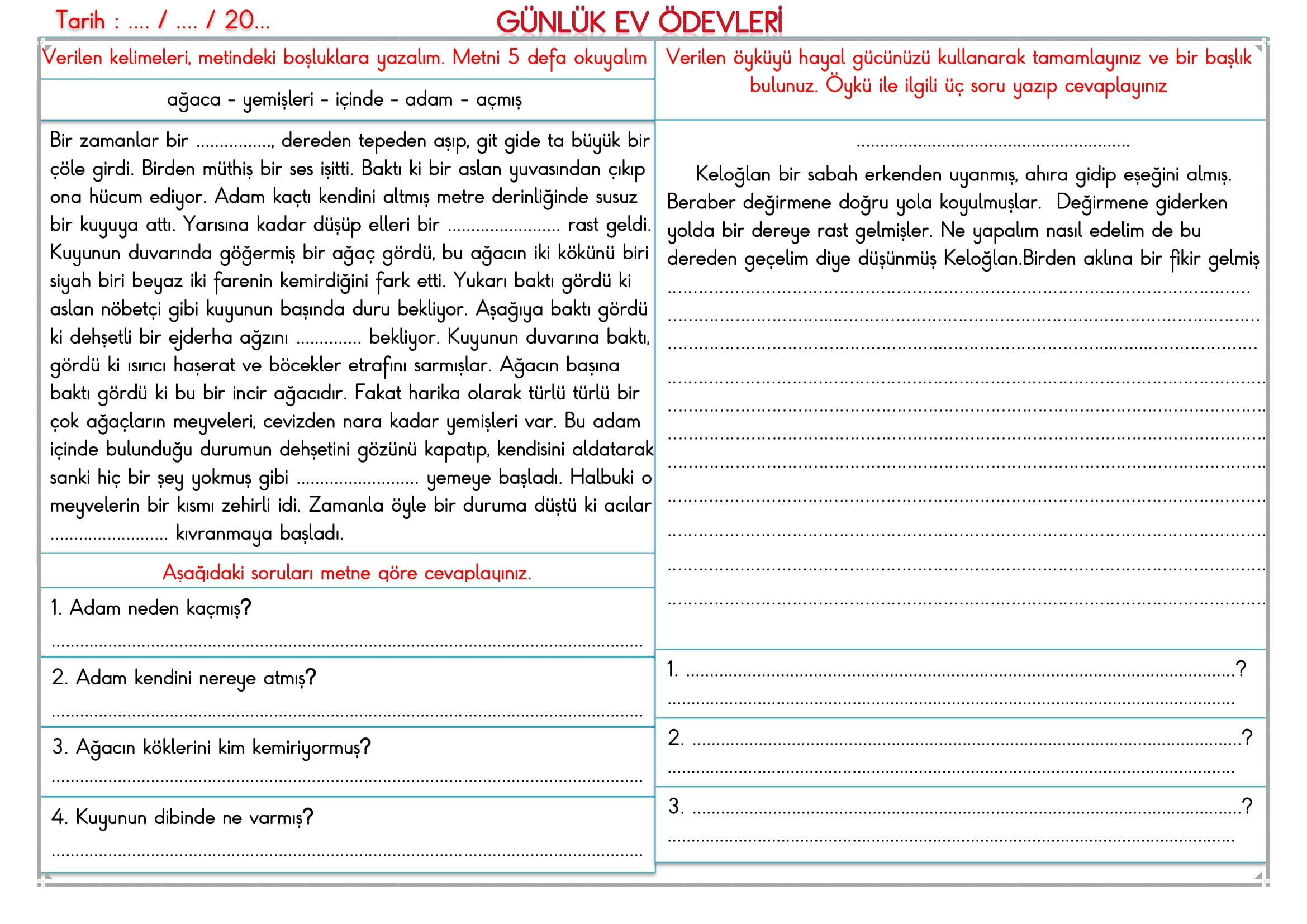 2. Sınıf 16 Nisan 2025 Günlük Ev Ödevi