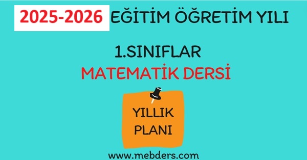 2025-2026 Eğitim Öğretim Yılı 1. Sınıf Matematik Dersi Yıllık Planı