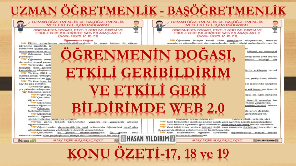 Öğrenmenin Doğası, Etkili Geri Bildirim ve WEB 2.0 Araçları (Konu Özeti-17, 18 ve 19)