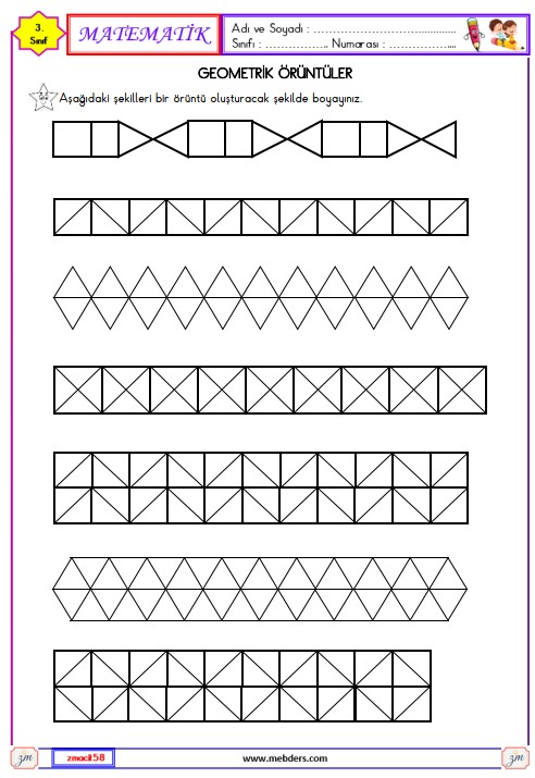 3. Sınıf Matematik Geometrik Örüntüler Etkinliği 7
