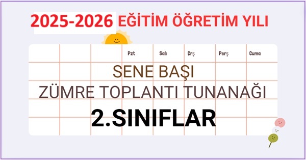 2025-2026 Eğitim Öğretim Yılı 2. Sınıflar Sene Başı Zümre Öğretmenler Kurulu Toplantı Tutanağı