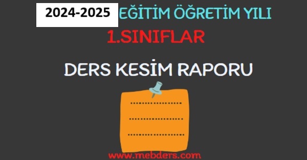2024-2025 Eğitim Öğretim Yılı 1. Sınıflar Ders Kesim Raporu