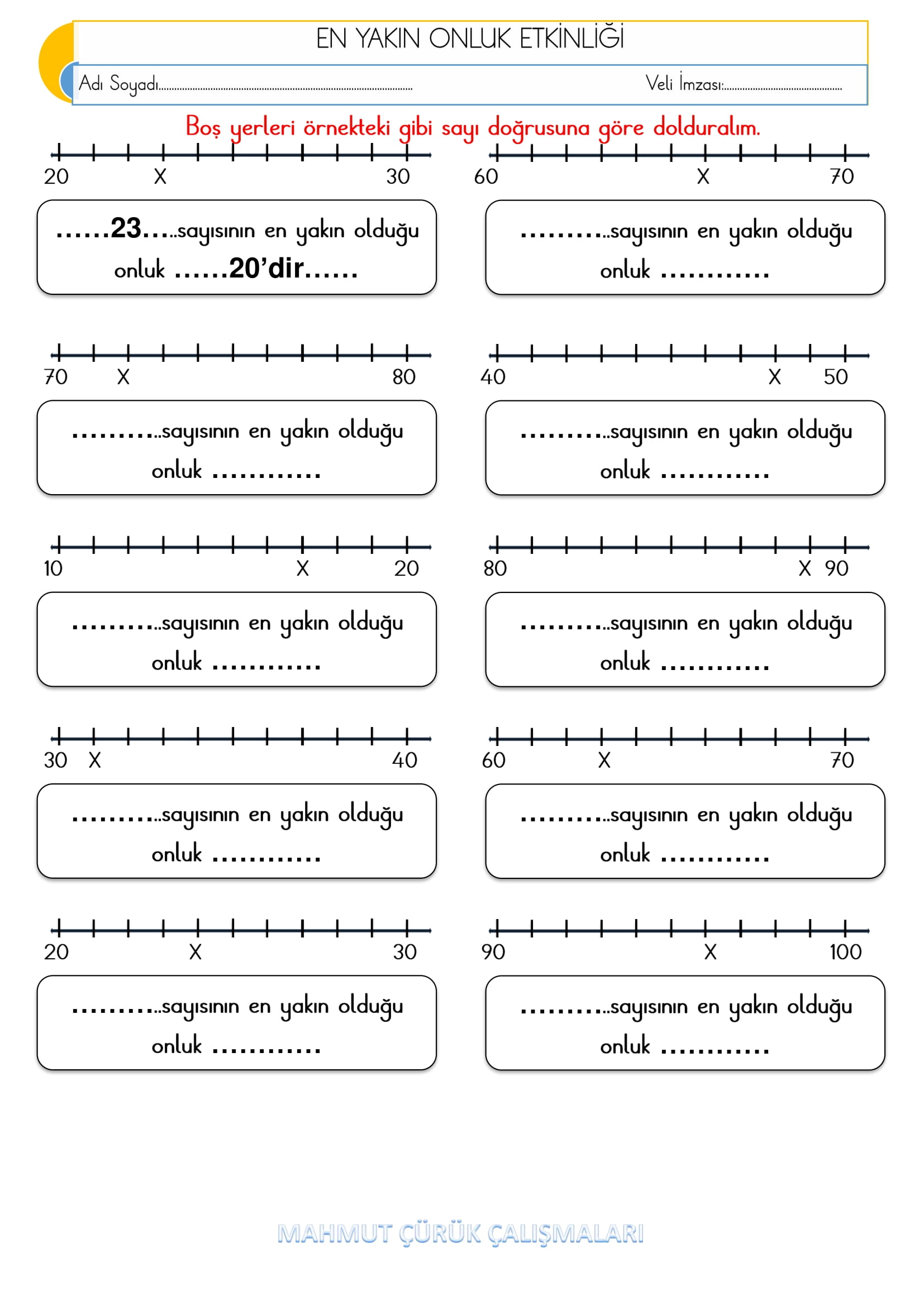 2. Sınıf - Matematik - En Yakın Onluk Etkinliği-1