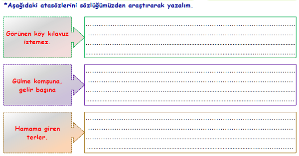 4. Sınıf Türkçe Atasözleri-3