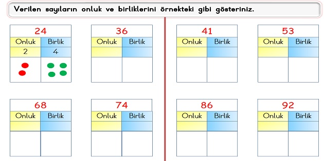 2. Sınıf Matematik Onluk Birlik ve Basamak Değeri Etkinliği -12