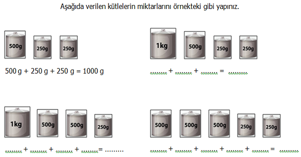 4. Sınıf Matematik Tartma (Yarım ve Çeyrek Kilogram) Etkinliği 1