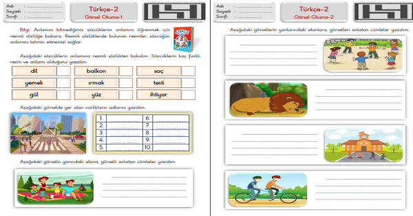 2. Sınıf Türkçe Görsel Okuma Çalışma Sayfaları