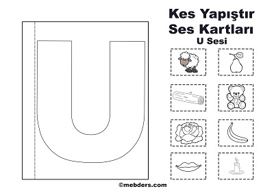 1. Sınıf İlk Okuma Kes Yapıştır Ses Kartı - U Sesi