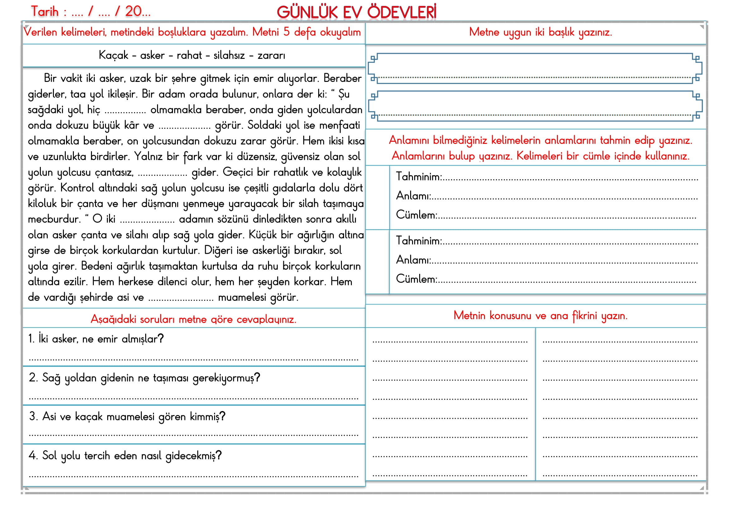 2. Sınıf 17 Nisan 2025 Günlük Ev Ödevi