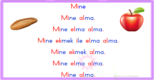 1. Sınıf İlk Okuma Yazma (M-m) Sesi Karesel Okuma Metinleri
