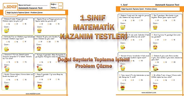 1. Sınıf Matematik Kazanım Testi - Toplama Problemleri
