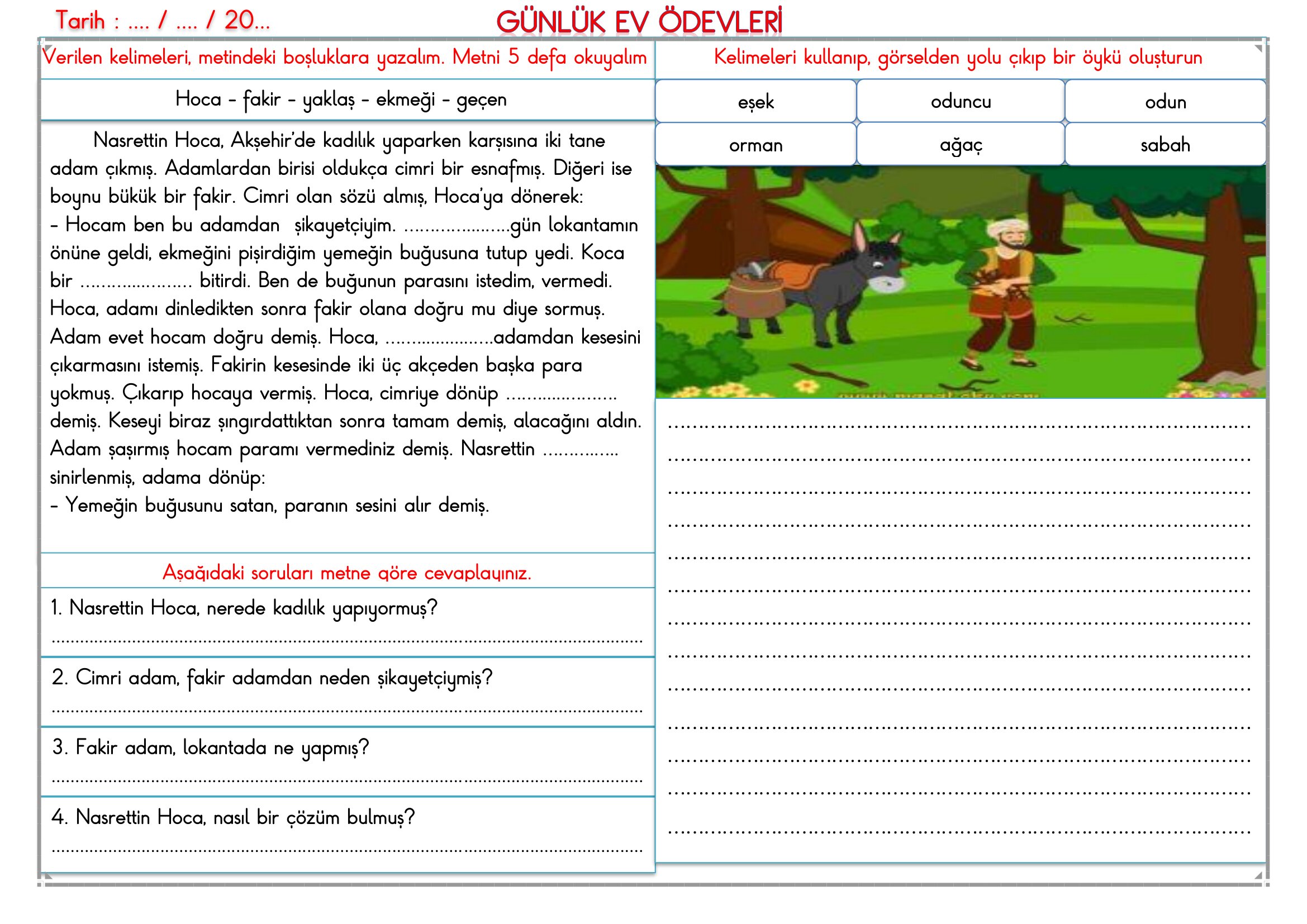 2. Sınıf - 06 Nisan 2026 Günlük Ev Ödevleri