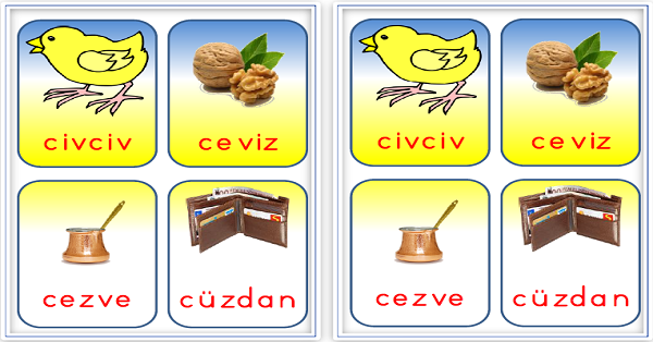 1. Sınıf İlk Okuma Yazma Harf Sezdirme Kartları C-c Sesi