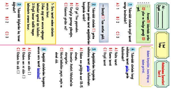 2. Sınıf Türkçe Noktalama İşaretleri-Test-2