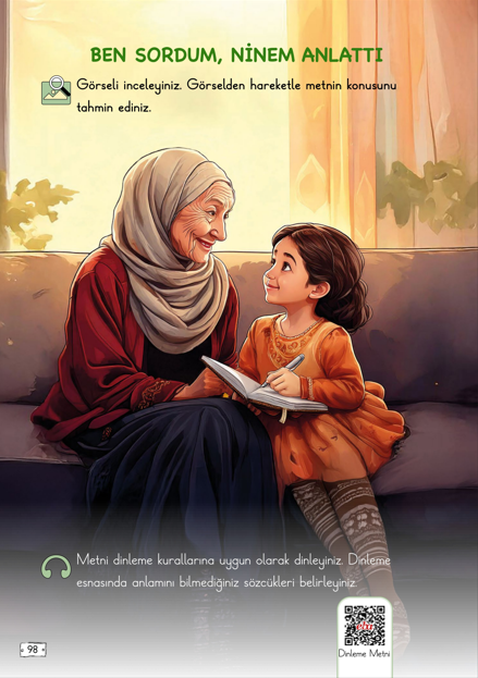 2. Sınıf Türkçe Meb Yayınları Ben Sordum Ninem Anlattı Metni Etkinlik Cevapları