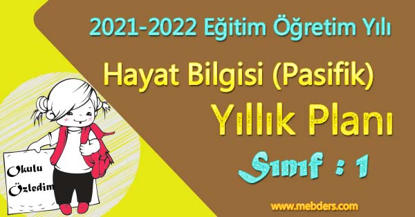 2021 - 2022 Yılı 1. Sınıf Hayat Bilgisi Yıllık Planı (Pasifik Yayınları)