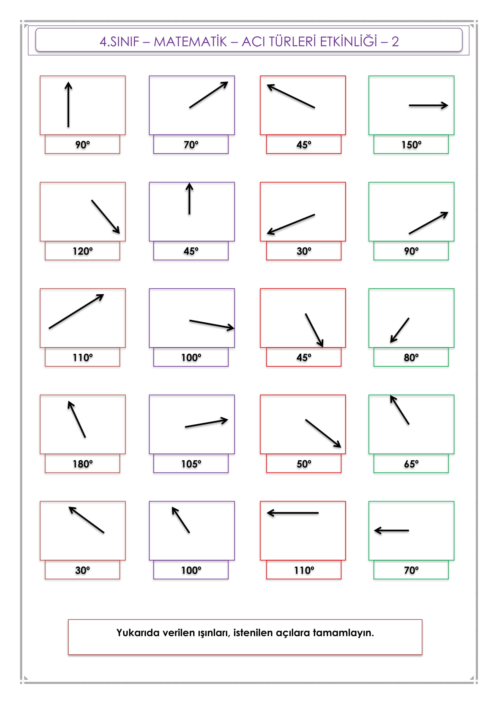 4. Sınıf - Matematik - Açı Etkinliği-3