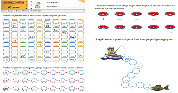 2. Sınıf Matematik İleriye ve Geriye Ritmik Sayalım Etkinliği 4 (7 Sayfa)