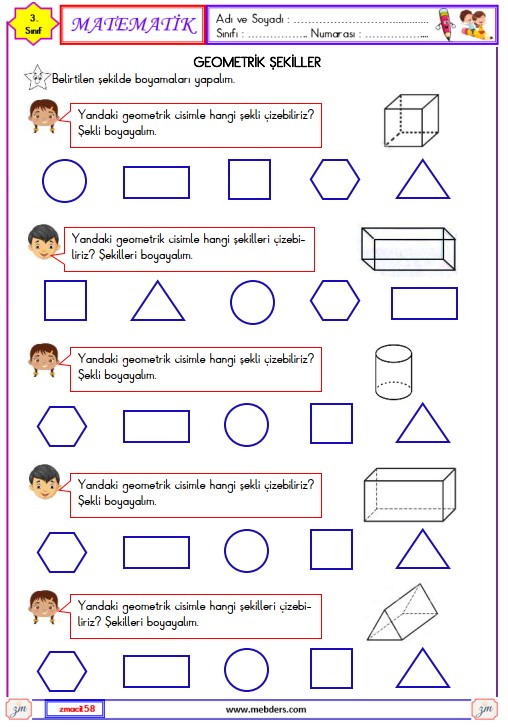 3. Sınıf Matematik Geometrik Şekiller Etkinliği 11