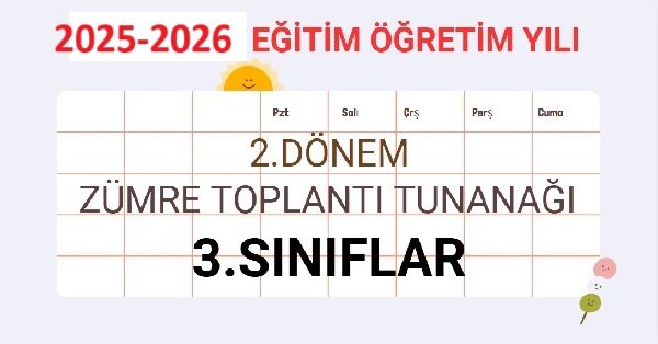 2025-2026 Eğitim Öğretim Yılı 3. Sınıflar 2.Dönem Zümre Öğretmenler Kurulu Toplantı Tutanağı