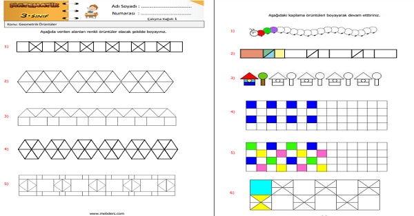 3. Sınıf Matematik Geometrik Örüntüler Etkinliği 1