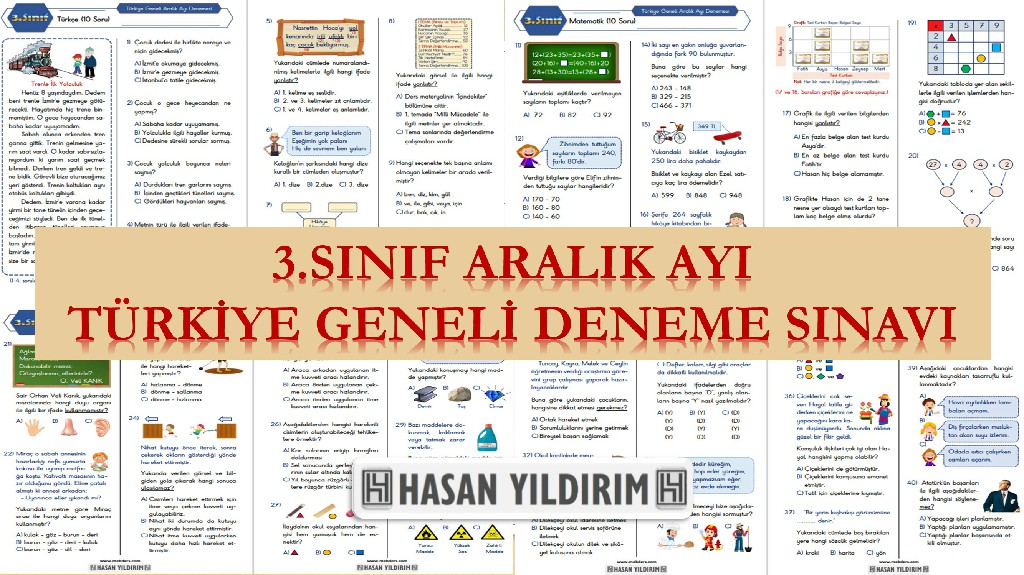 3. Sınıf Aralık Ayı Türkiye Geneli Deneme Sınavı (PDF)