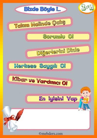2-A Şubesi İçin Sınıf Kuralları Afişi