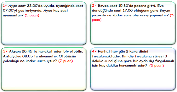 4. Sınıf Matematik Zaman Ölçüleri Problemleri-4