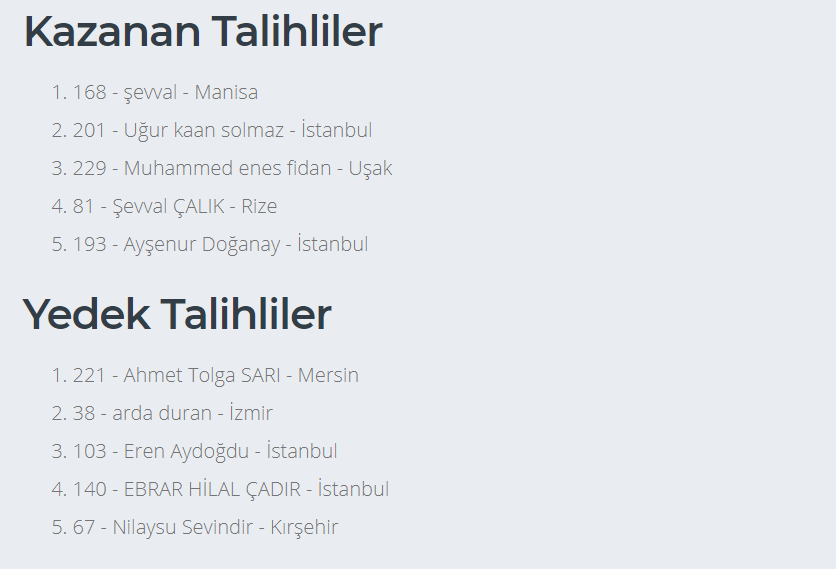 Meb Ders 4. Sınıflar Online Yıl Sonu Denemesi Çekiliş Sonuçları