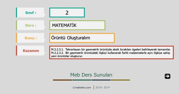 2. Sınıf Matematik Örüntü Oluşturalım Sunusu