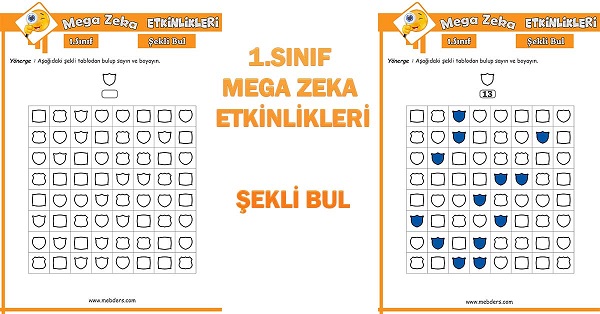 1. Sınıf Mega Zeka Etkinliği - Şekli Bul
