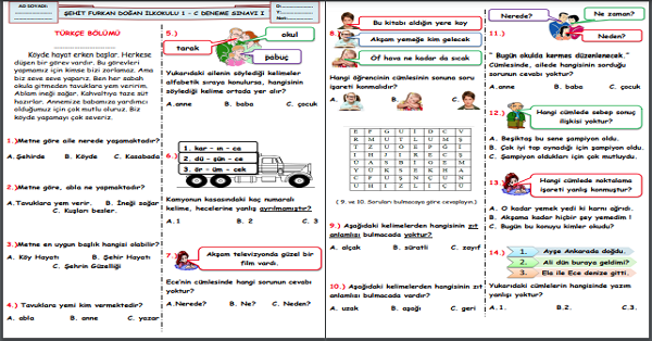 1. Sınıf Değerlendirme Sınavı (6 Sayfa)