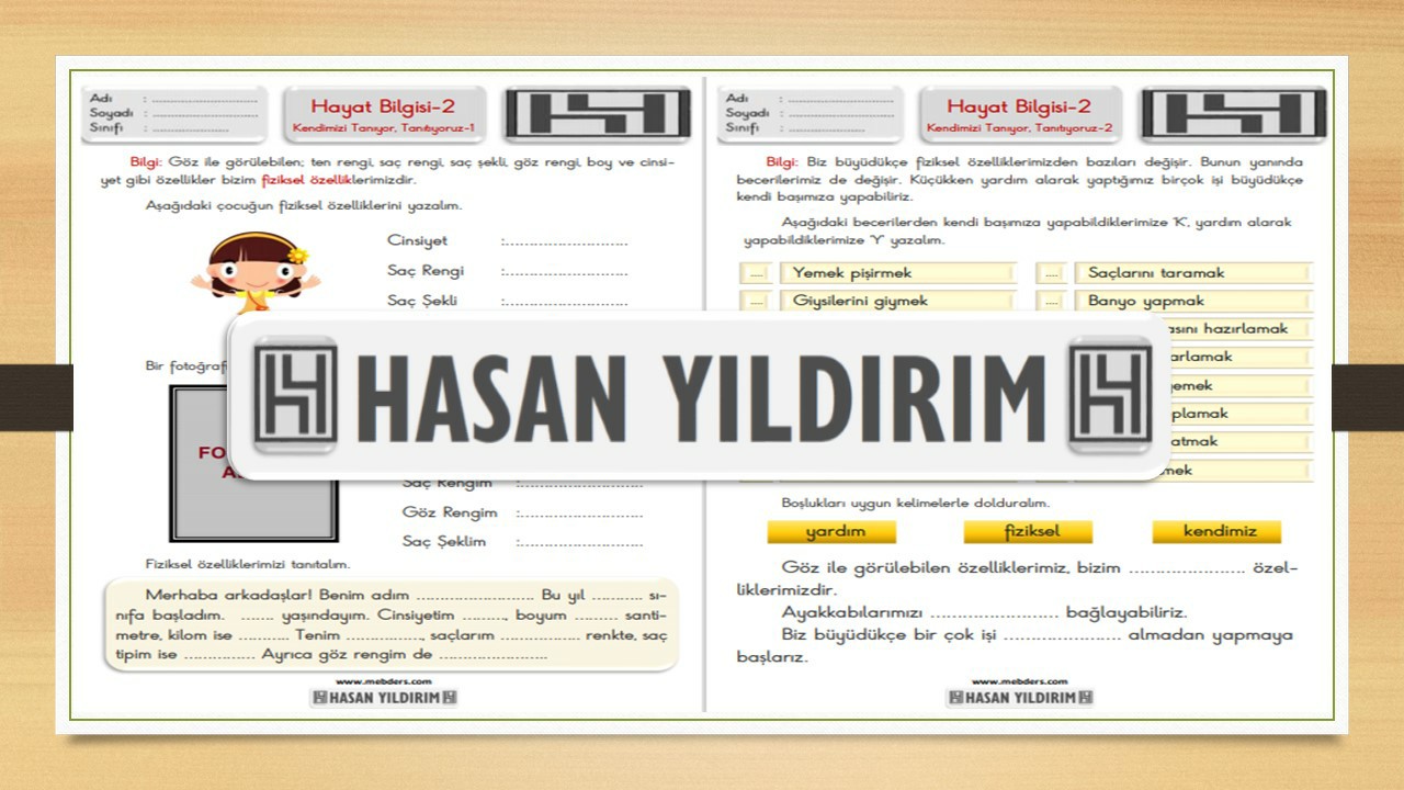 2. Sınıf Hayat Bilgisi Kendimizi Tanıyoruz Çalışma Sayfaları