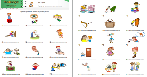 4. Sınıf Türkçe Deyimler İnteraktif Defter Etkinliği (Görsel) Etkinliği 4