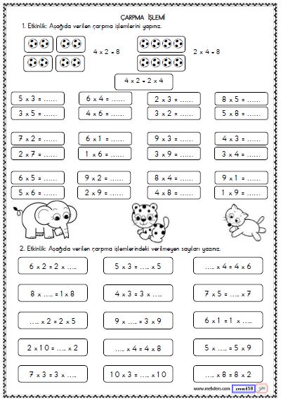 2. Sınıf Matematik Çarpma İşlemi Etkinliği 9