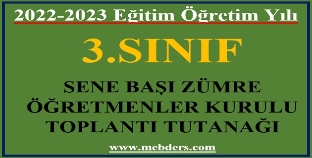 2022-2023 3. Sınıflar Sene Başı Zümre Toplantı Tutanağı