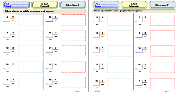 2. Sınıf Matematik Bölme İşlemi Etkinliği-9