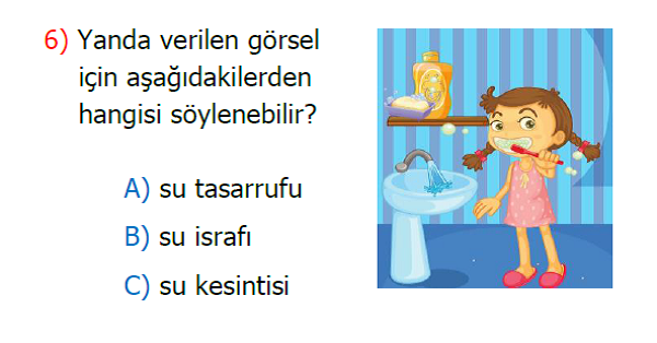 2. Sınıf Hayat Bilgisi Tasarrufluyum Kazanım Testi