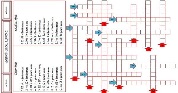 3. Sınıf - Matematik Çengel Bulmaca Etkinliği-2