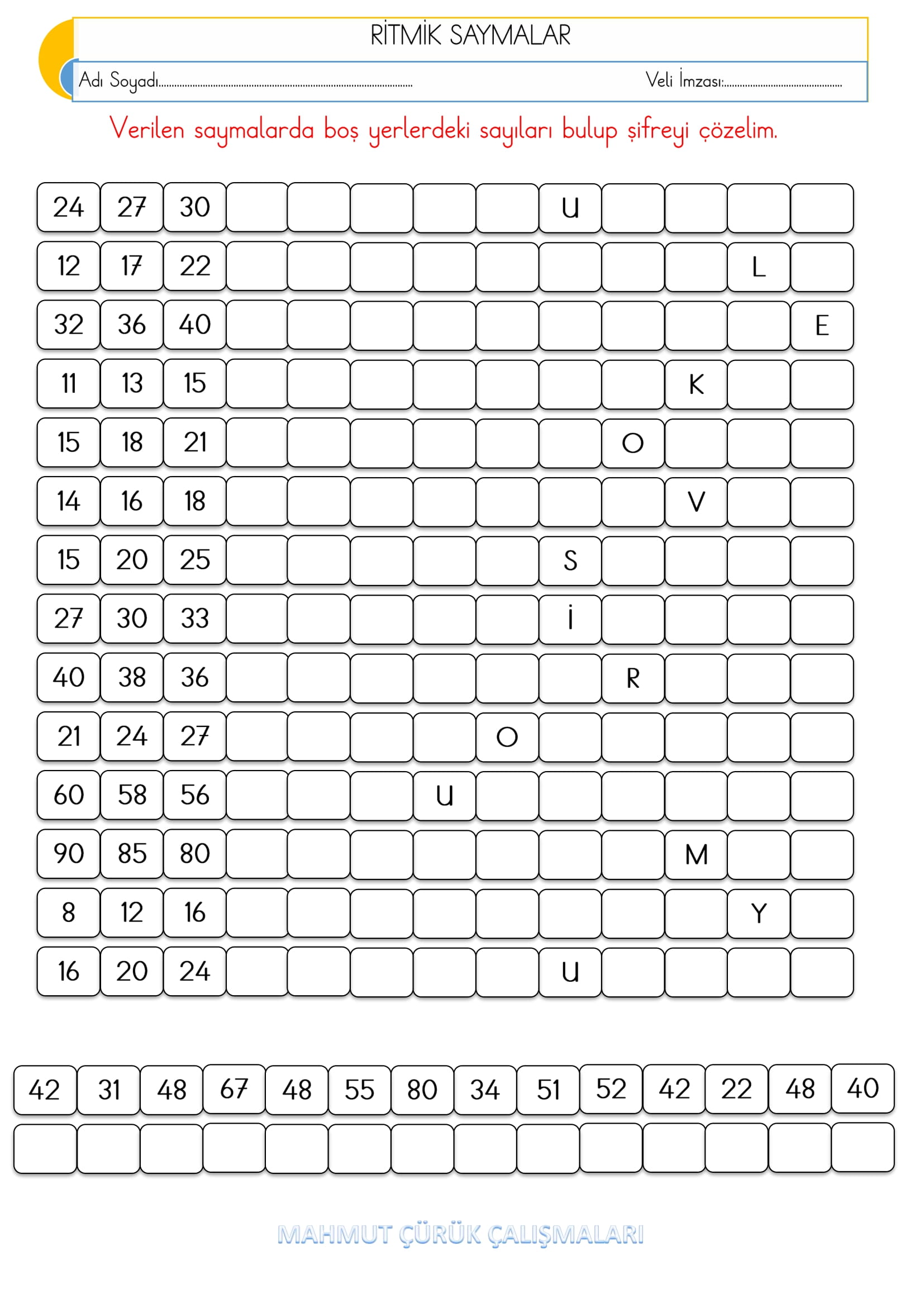 2. Sınıf - Matematik - Ritmik Saymalar Etkinliği-5