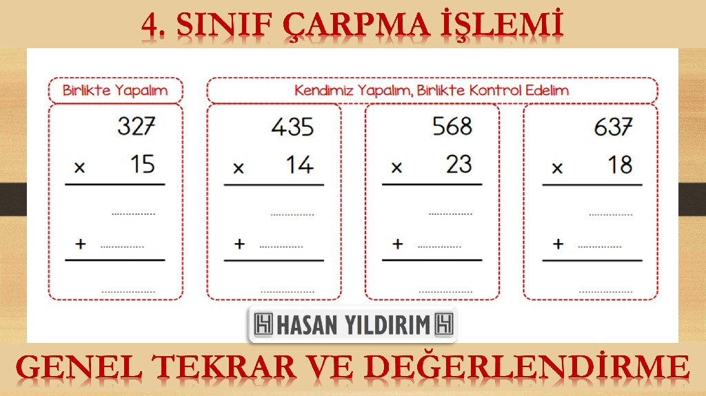 4. Sınıf Çarpma İşlemi - Genel Tekrar ve Değerlendirme Çalışması (4 Sayfa)