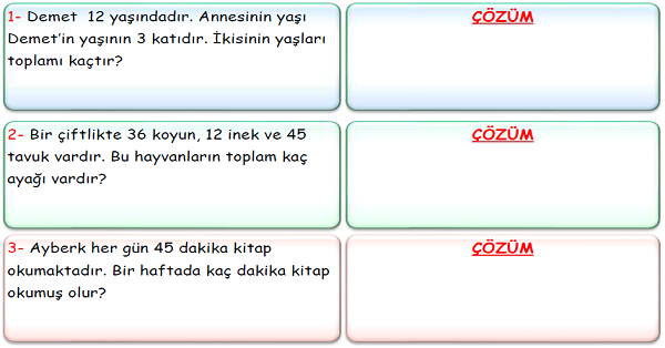 3. Sınıf Matematik Çarpma İşlemi Problemleri-4