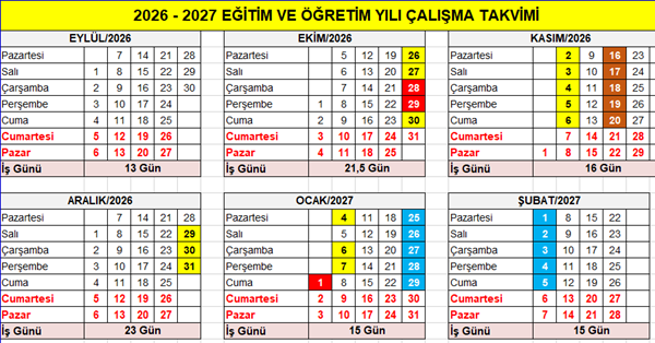 2026-2027 Eğitim Öğretim Yılı Çalışma ve İş Günü Takvimi-1