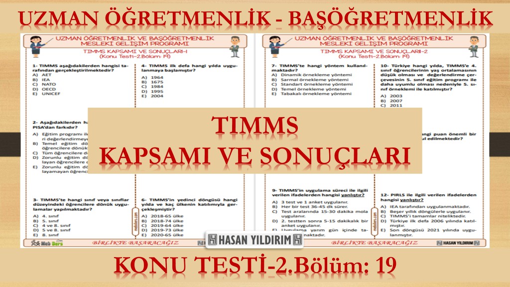 TIMMS Kapsamı ve Sonuçları (Konu Testi-2.Bölüm:19)