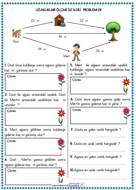 2. Sınıf Matematik Uzunluk Ölçme İle İlgili Problemler Etkinliği 6
