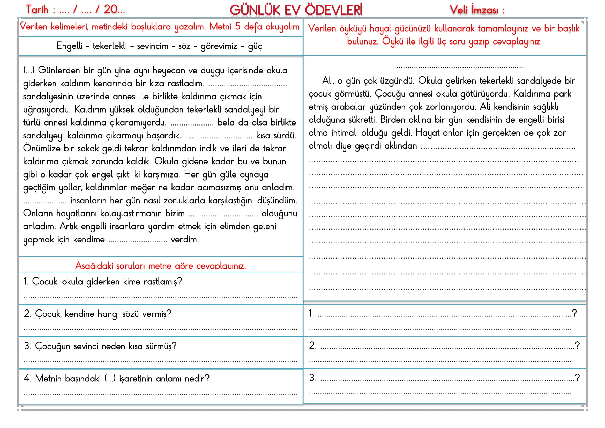 2. Sınıf 29 Kasım 2024 Günlük Ev Ödevleri