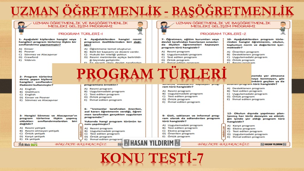 Program Türleri (Konu Testi-7)