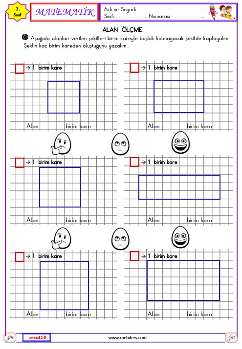 3. Sınıf Matematik Alan Ölçme Etkinliği 7